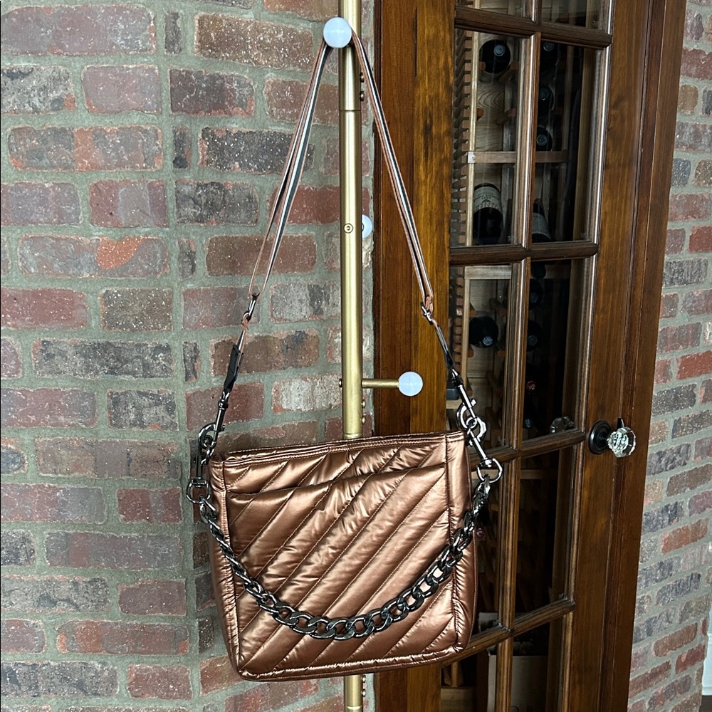 Think Royln Bronze Quilted Shoulder Bag NWOT